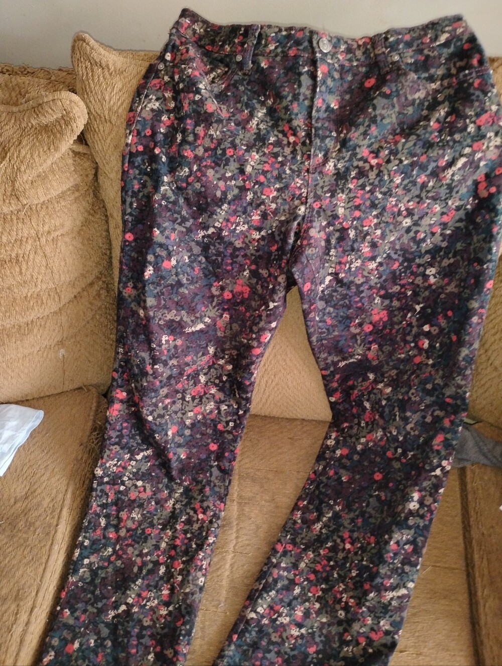 Gloria Vanderbilt Amanda Navy Flora Skinny Jeans with Pink Accents